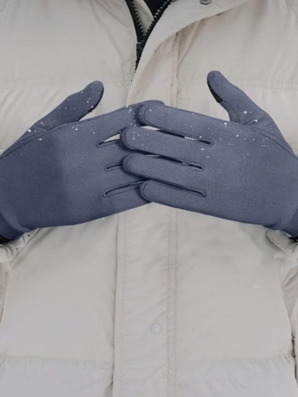 Grey Fleece Lined Fall Winter Gloves - Touch Screen Friendly